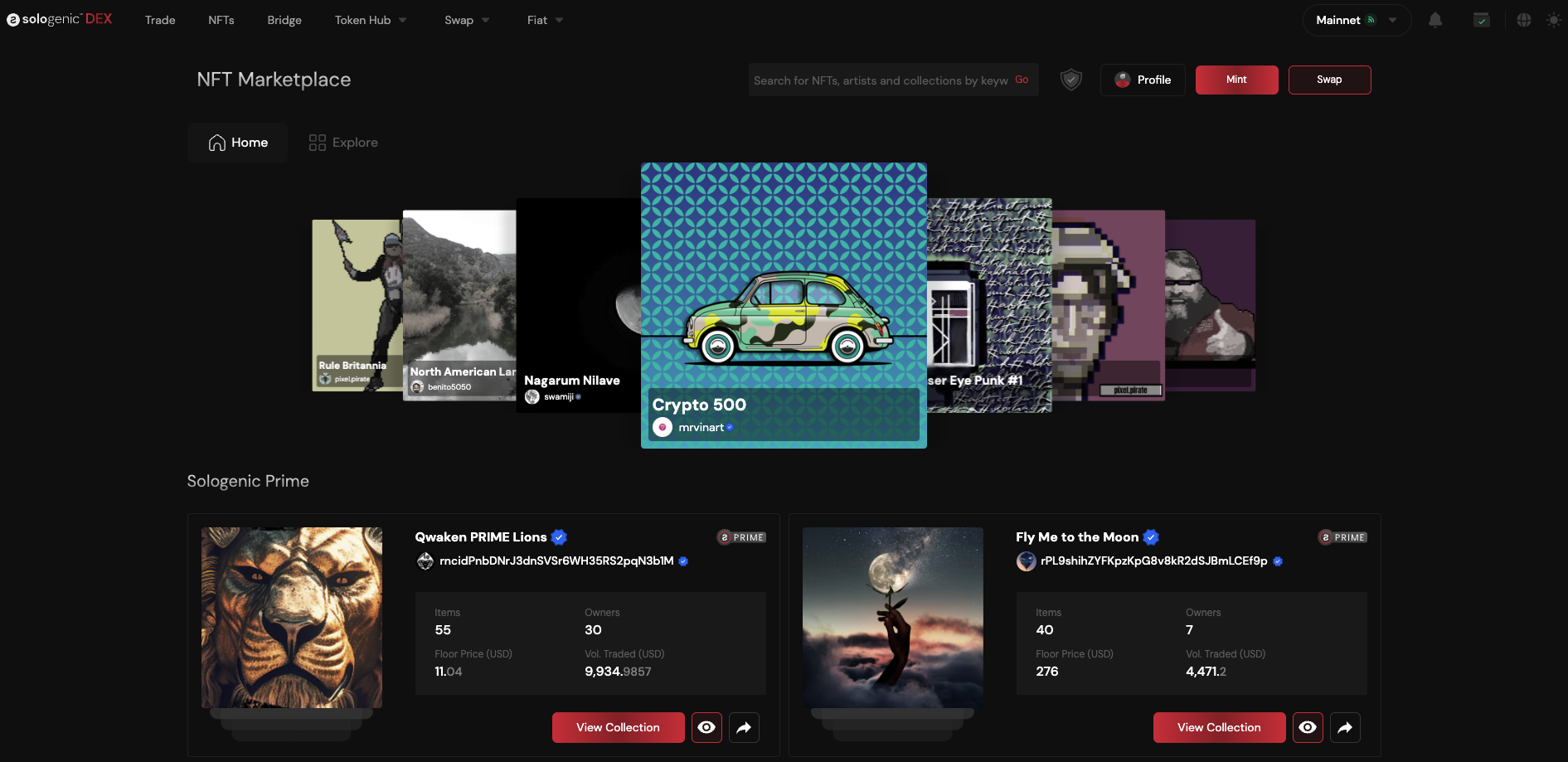 Sologenic NFT marketplace on the XRP Ledger.